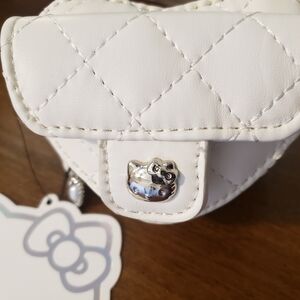White Quilted Heart-Shaped Pouch